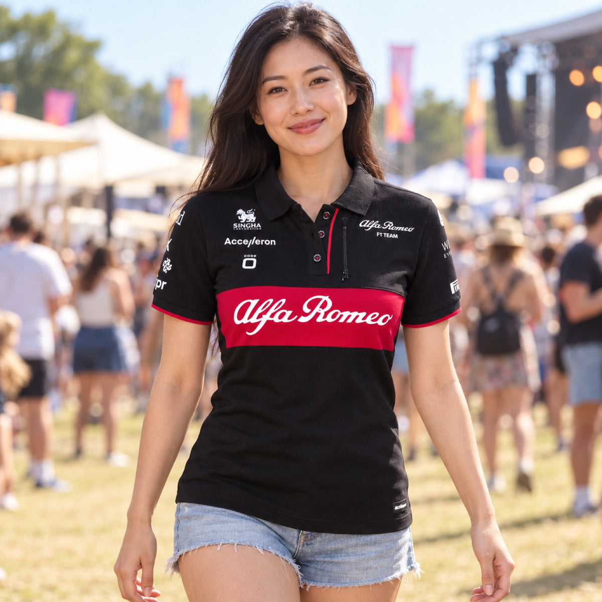 Alfa Romeo F1 Team Women's Team Polo – Black – illustrative photo (AI)