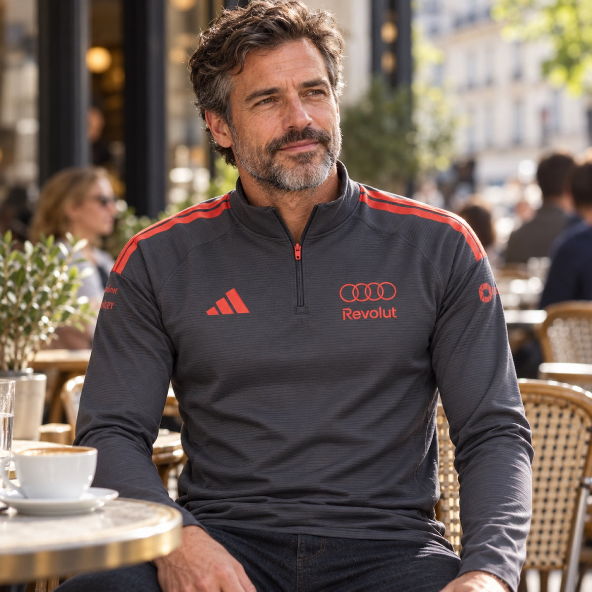 Audi Revolut F1 x Adidas Training Top with Sponsor Logos – Grey – illustrative photo (AI)