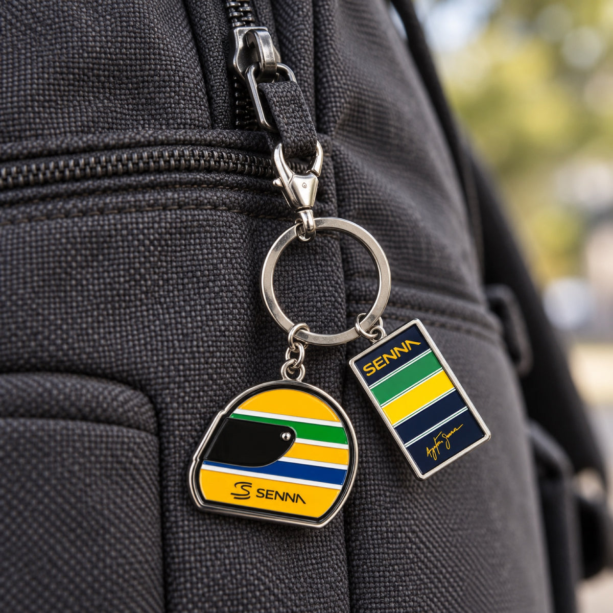 Ayrton Senna Helmet Keyring – illustrative photo (AI)