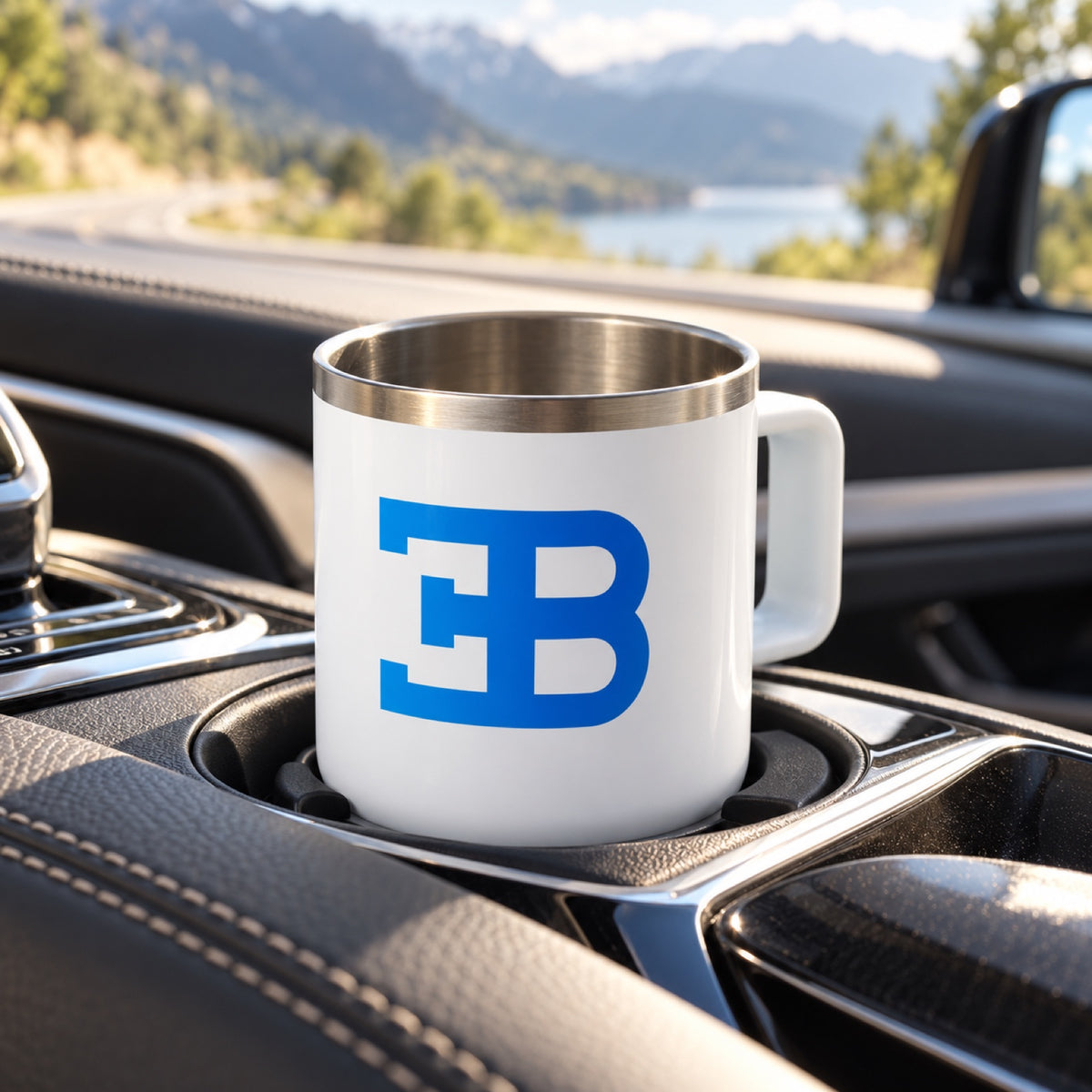 Bugatti Tasse mit Logo – Weiß – Illustrationsfoto (KI)