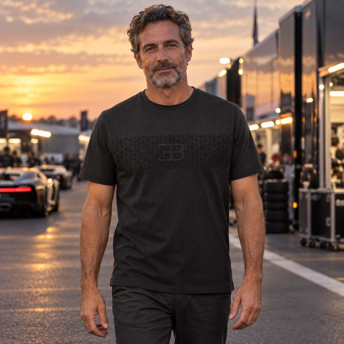 Bugatti Herren-T-Shirt mit Logo – Schwarz – Illustrationsfoto (KI)