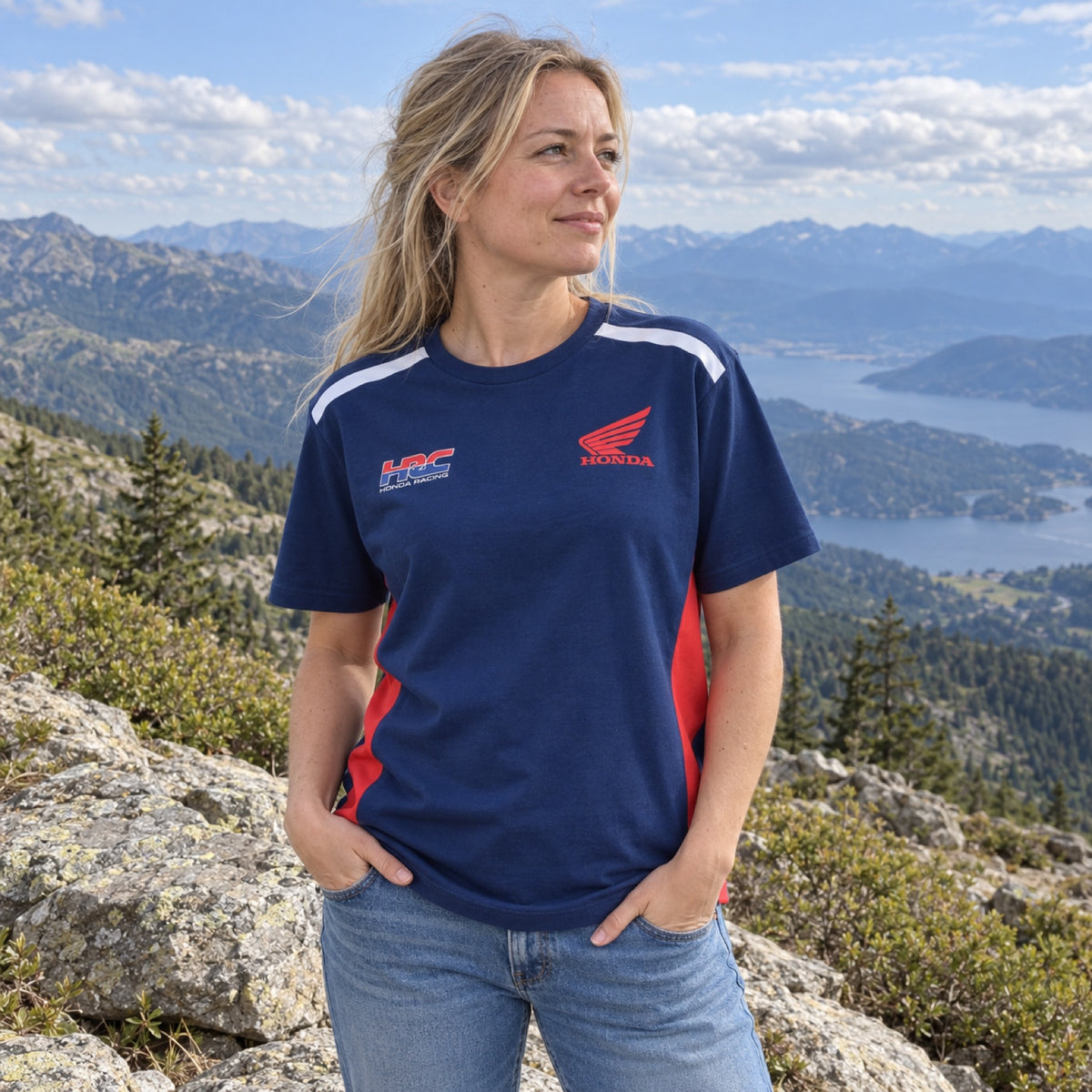 HRC Honda Fan T-Shirt with Logo – Blue – ilustrační foto 2 (AI)