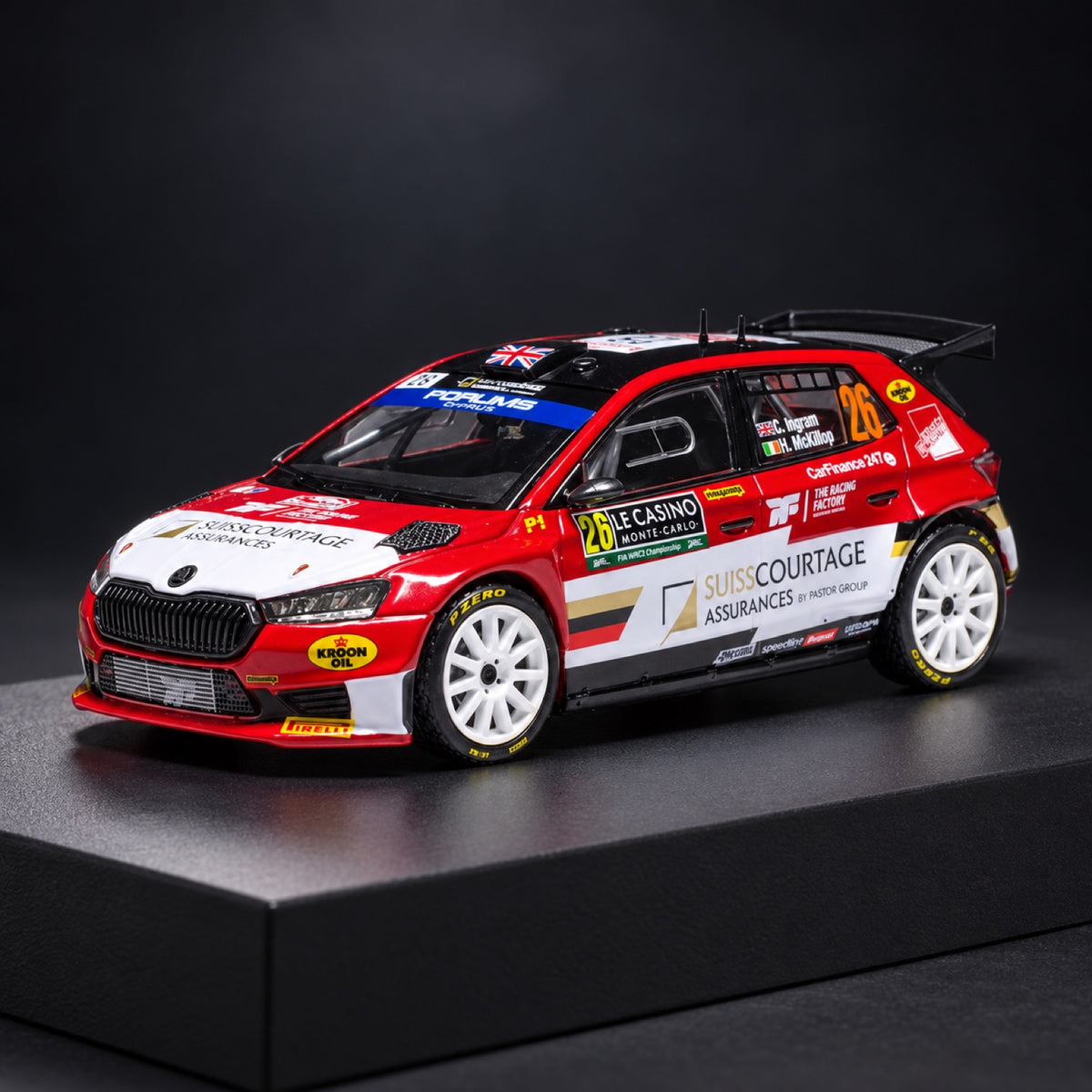 IXO Škoda Fabia Rally2 2024 Modell Nr. 26 C. Ingram – Rallye Monte Carlo – Illustrationsfoto (KI)