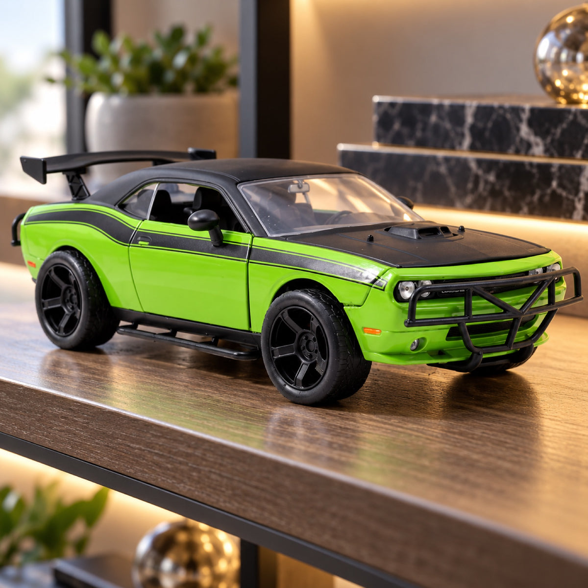 Fast & Furious Dodge Challenger SRT8 Off-Road Modell 1:24 – Grün/Schwarz – Illustrationsfoto (KI)