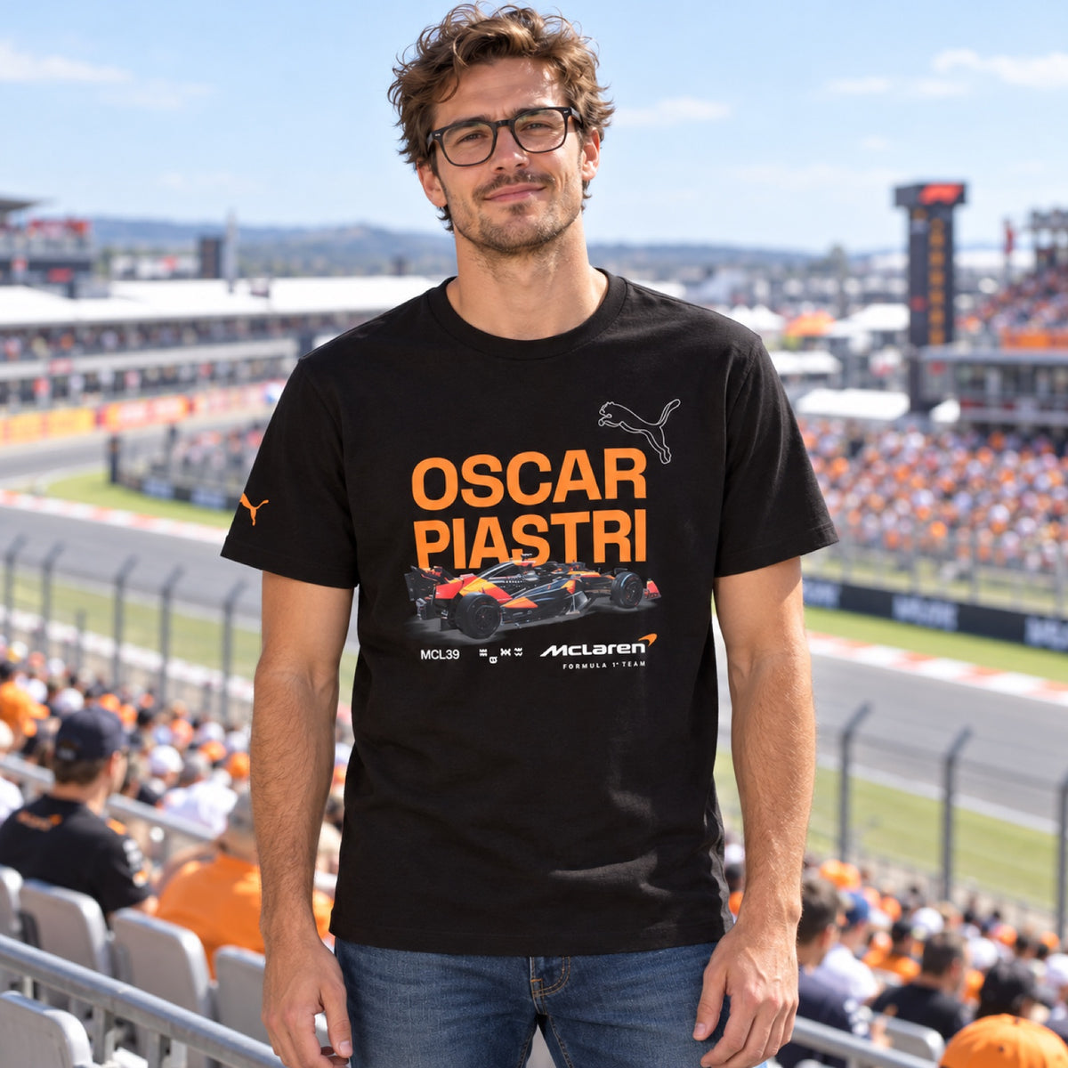 Oscar Piastri McLaren F1 T-Shirt – Schwarz – Fan Edition – Illustrationsfoto (KI)