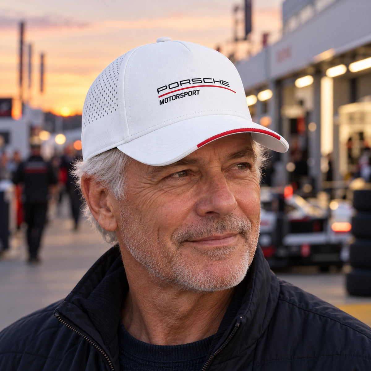 Porsche Motorsport Lifestyle-Cap – Weiß – Illustrationsfoto (KI)
