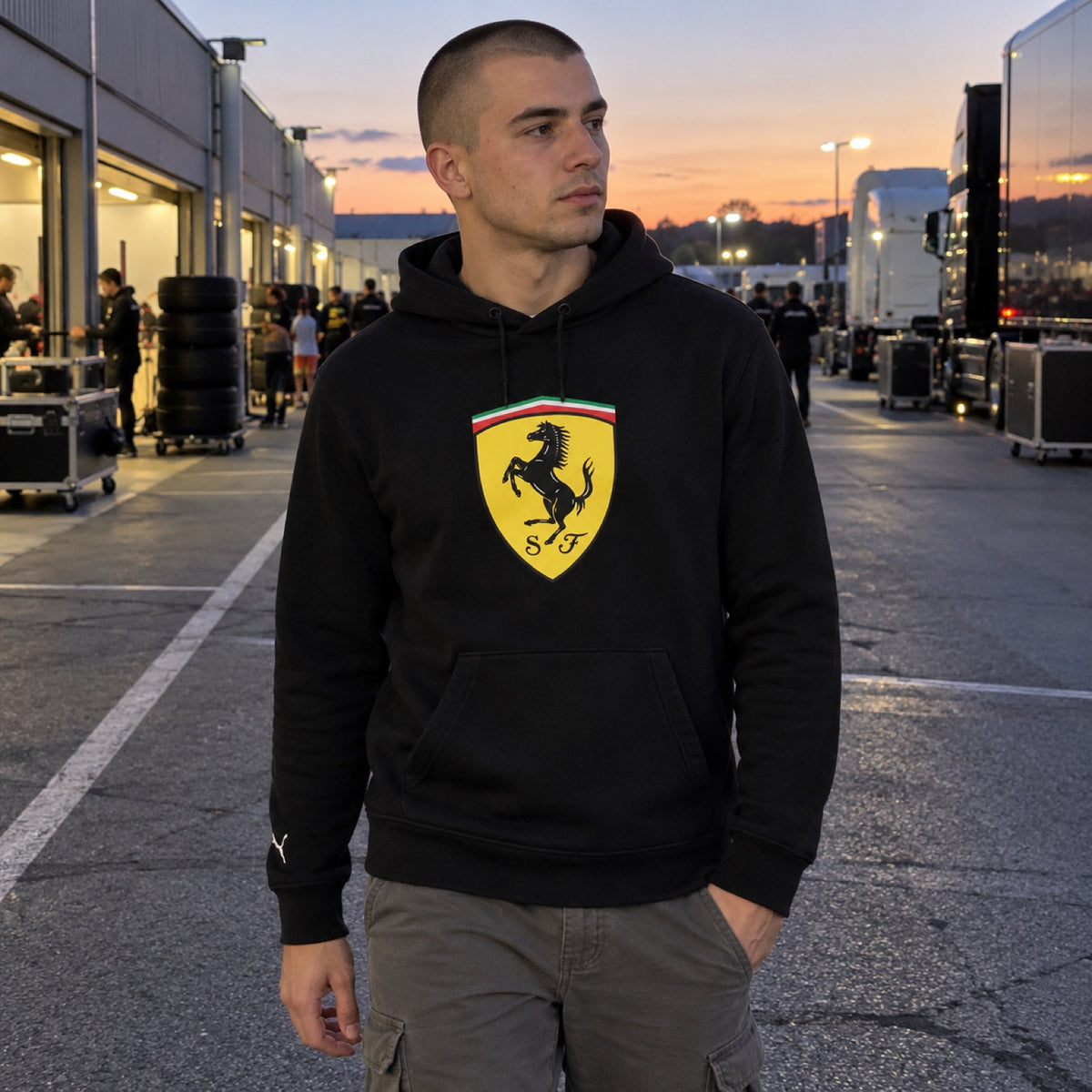 Scuderia Ferrari F1 Casual Hoodie with Large Logo – Black – ilustrační foto (AI)