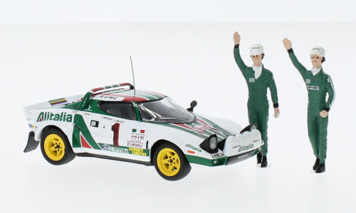 Modell Lancia Stratos HF, Nr. 1, Alitalia, Rallye-WM, Rallye Monte Carlo, Sieger Rallye Monte Carlo, Serie mit Figuren, S. Munari/S. Maiga, 1977