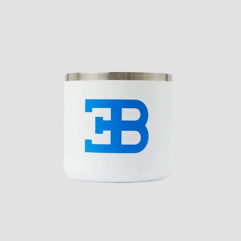 Weißer Bugatti Becher mit Logo