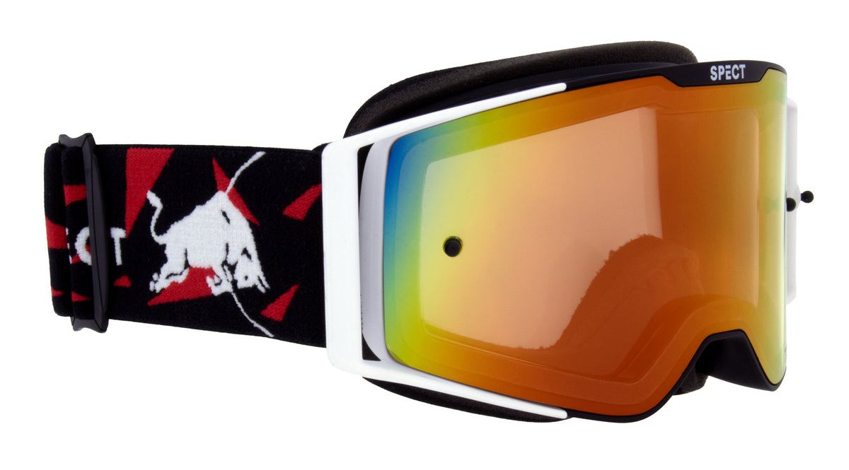 Red Bull Spect TORP motocross goggles black and white with red lens
