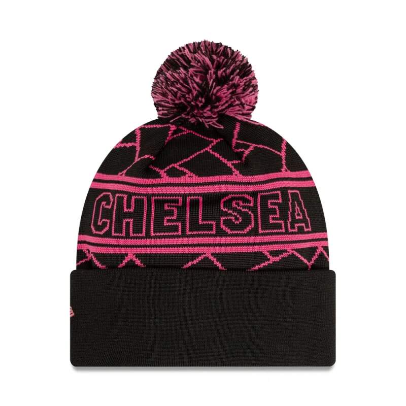 Chelsea Vintage-Wintermütze schwarz mit Bommel