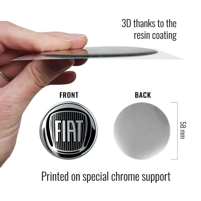 Fiat 3D logo sticker black 58 mm