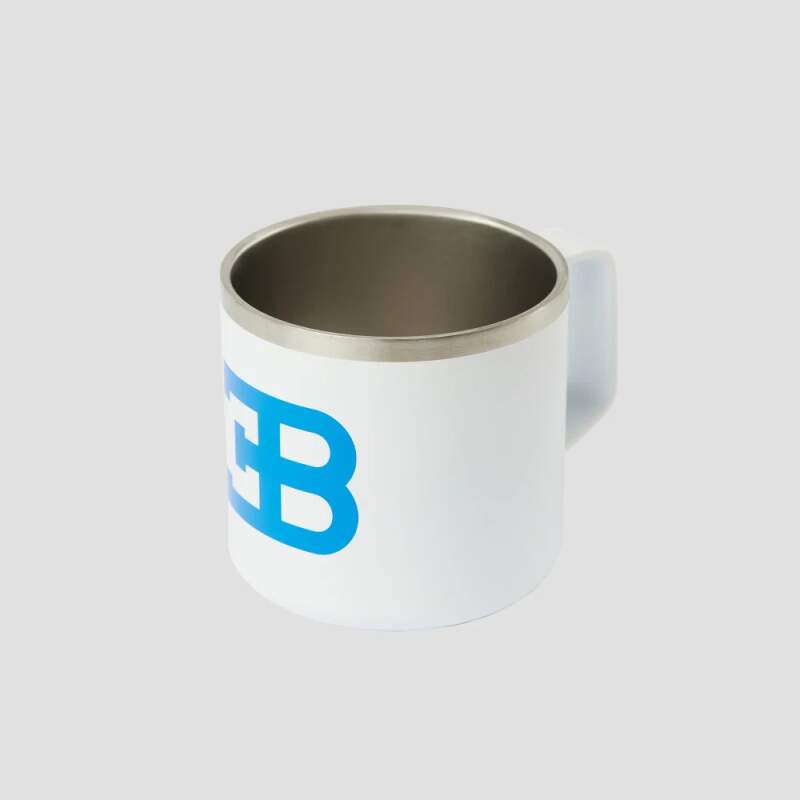 Weißer Bugatti Becher mit Logo
