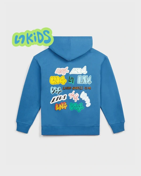 Lando Norris LN4 STICKER Kids' Hoodie – Blue