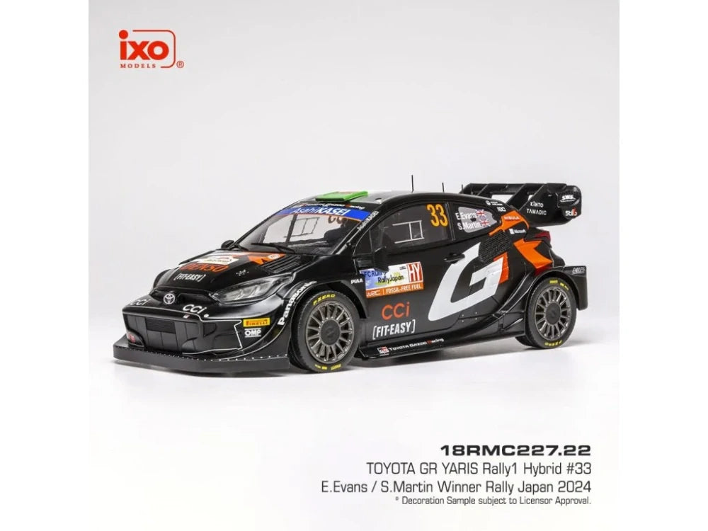 Ixo Toyota GR Yaris Rally1 Hybrid #33 Evans Modell im Maßstab 1:18 – Rally Japan 2024