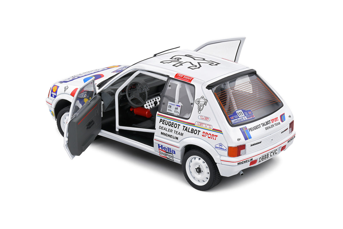 Modell Solido Peugeot 205 GTI Colin McRae im Maßstab 1:18, Lombard Rallye 1988