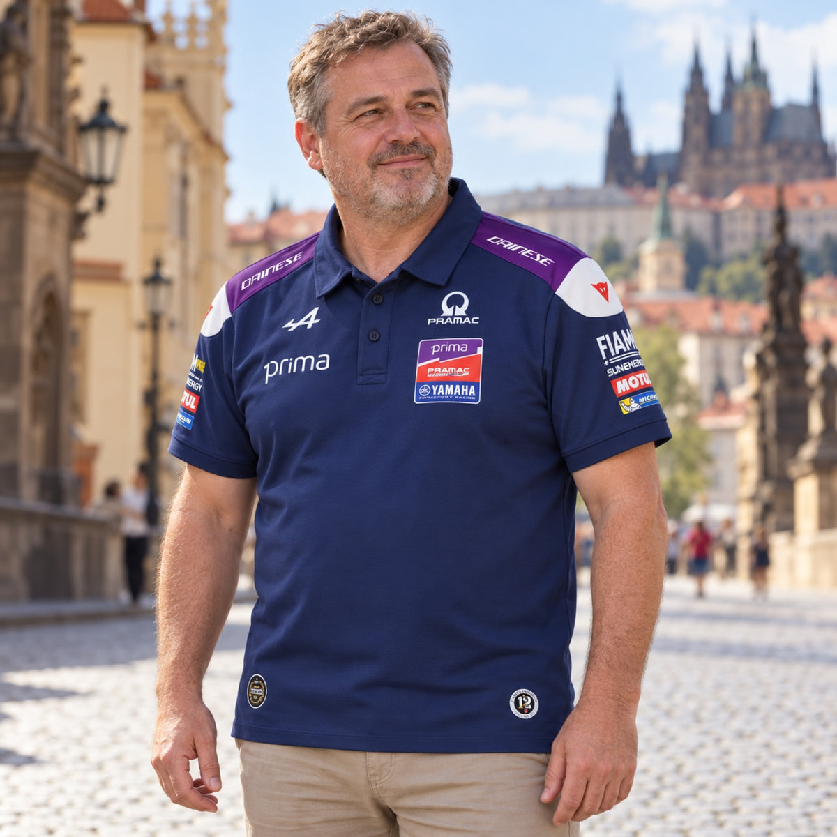 Yamaha Pramac Team Polo with Sponsor Logos – illustrative photo (AI)