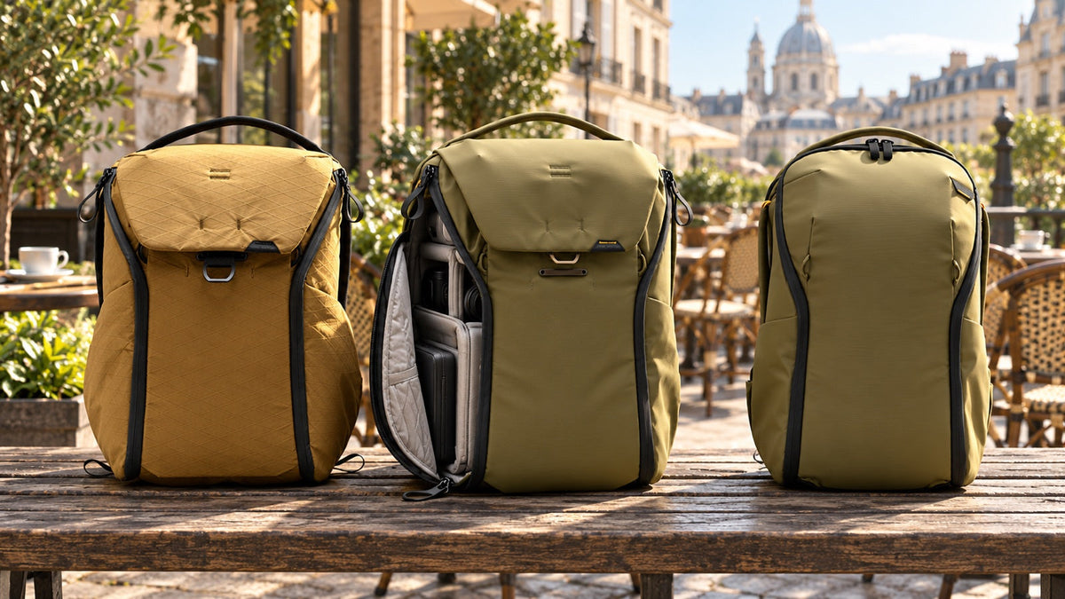 Peak Design Everyday vs. Travel Backpack: welchen Rucksack wählen – mit KI erstelltes Illustrationsbild