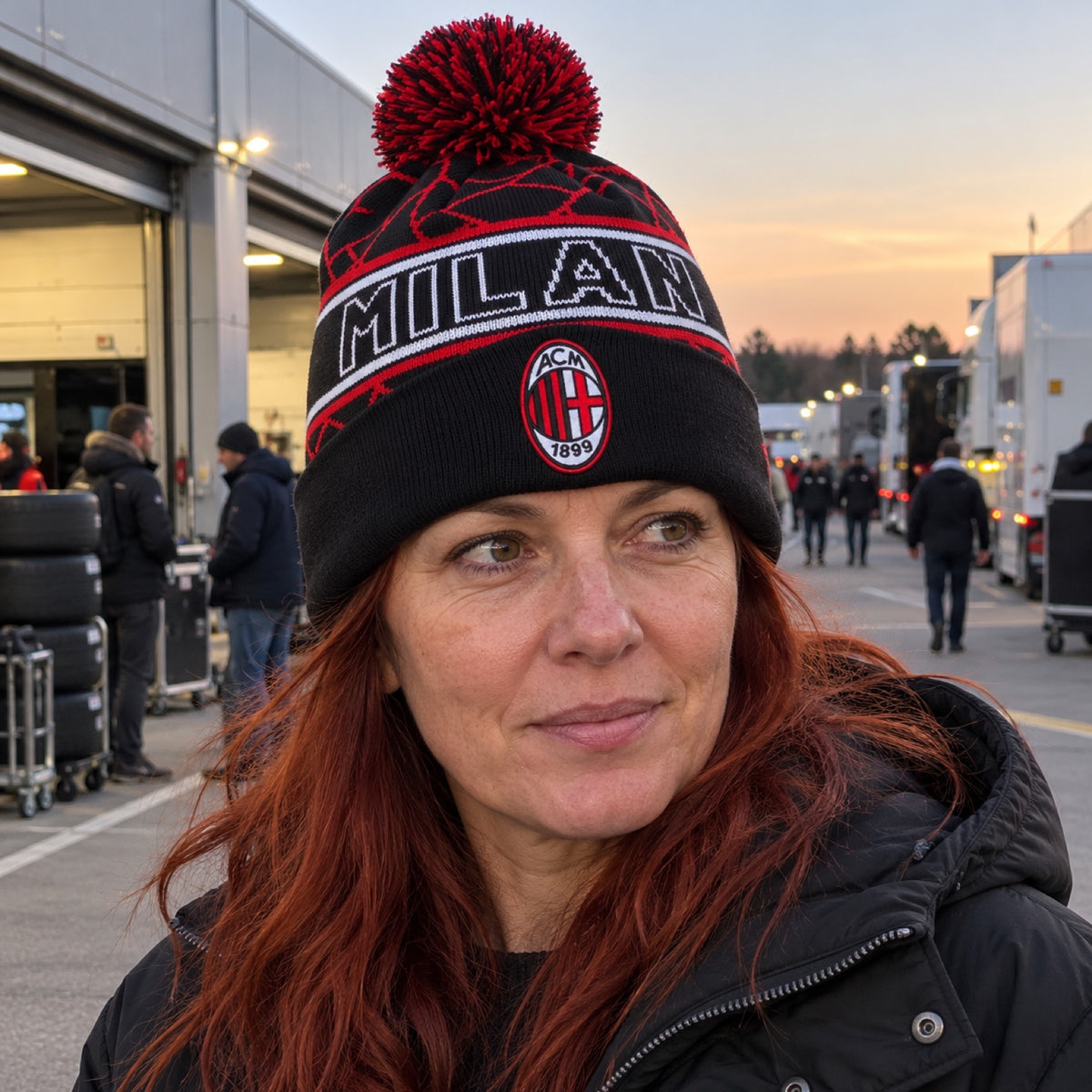 AC MILAN Vintage Winter Bobble Hat – Black – illustrative photo 2 (AI)
