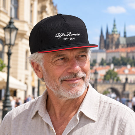 Alfa Romeo F1 Team Flat Peak Cap – Black – illustrative photo (AI)