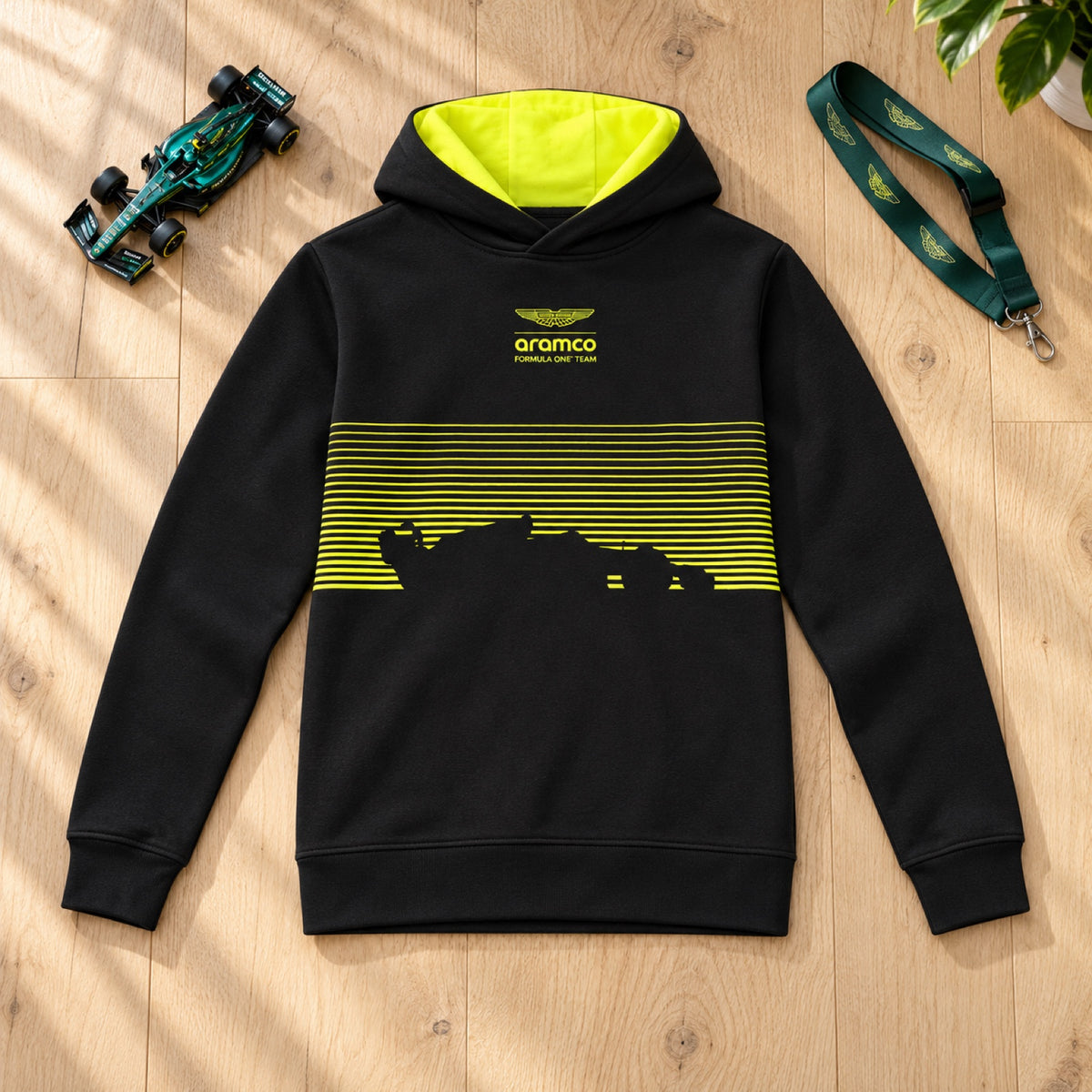 Aston Martin F1 Team GRAPHIC Kinder-Fan-Hoodie – Schwarz – 152 cm – Illustrationsfoto (KI)