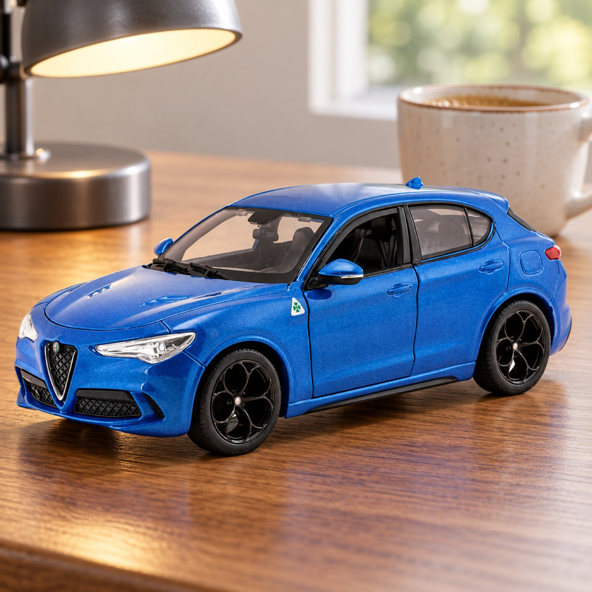 Alfa Romeo Stelvio Q4 Quadrifoglio Modell 1:24 – Blau – Illustrationsfoto (KI)