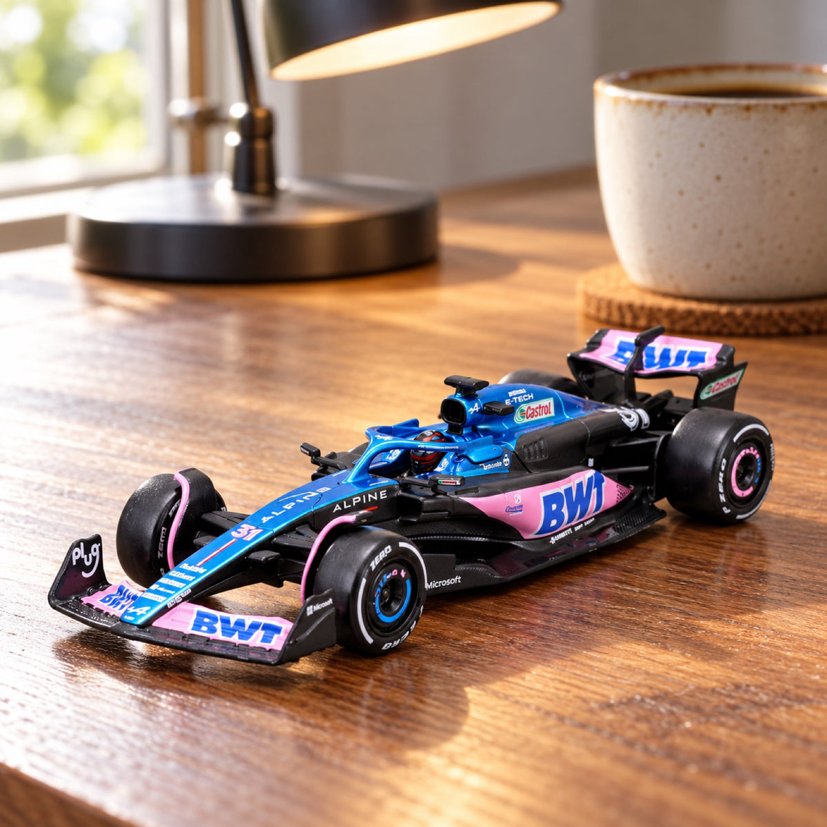 Alpine F1 A523 Bburago #31 Esteban Ocon 2023 Modell 1:43 – Signature – Illustrationsfoto (KI)