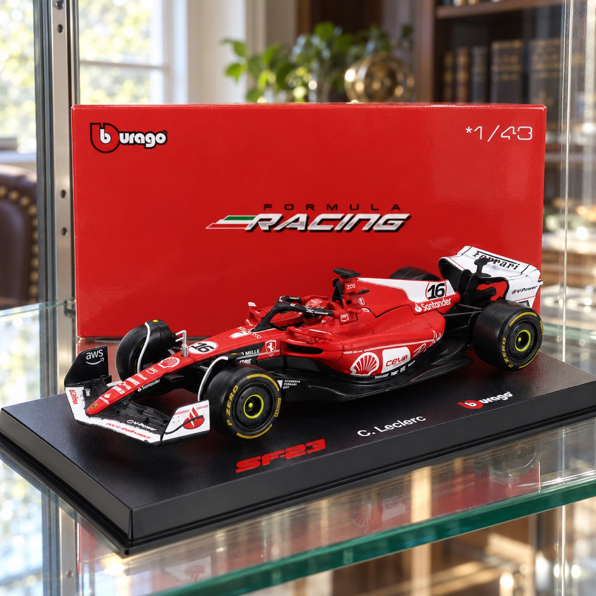 Scuderia Ferrari SF-23 Bburago #16 Leclerc Las Vegas 2023 1:43 Signature-Modell – Illustrationsfoto (KI)