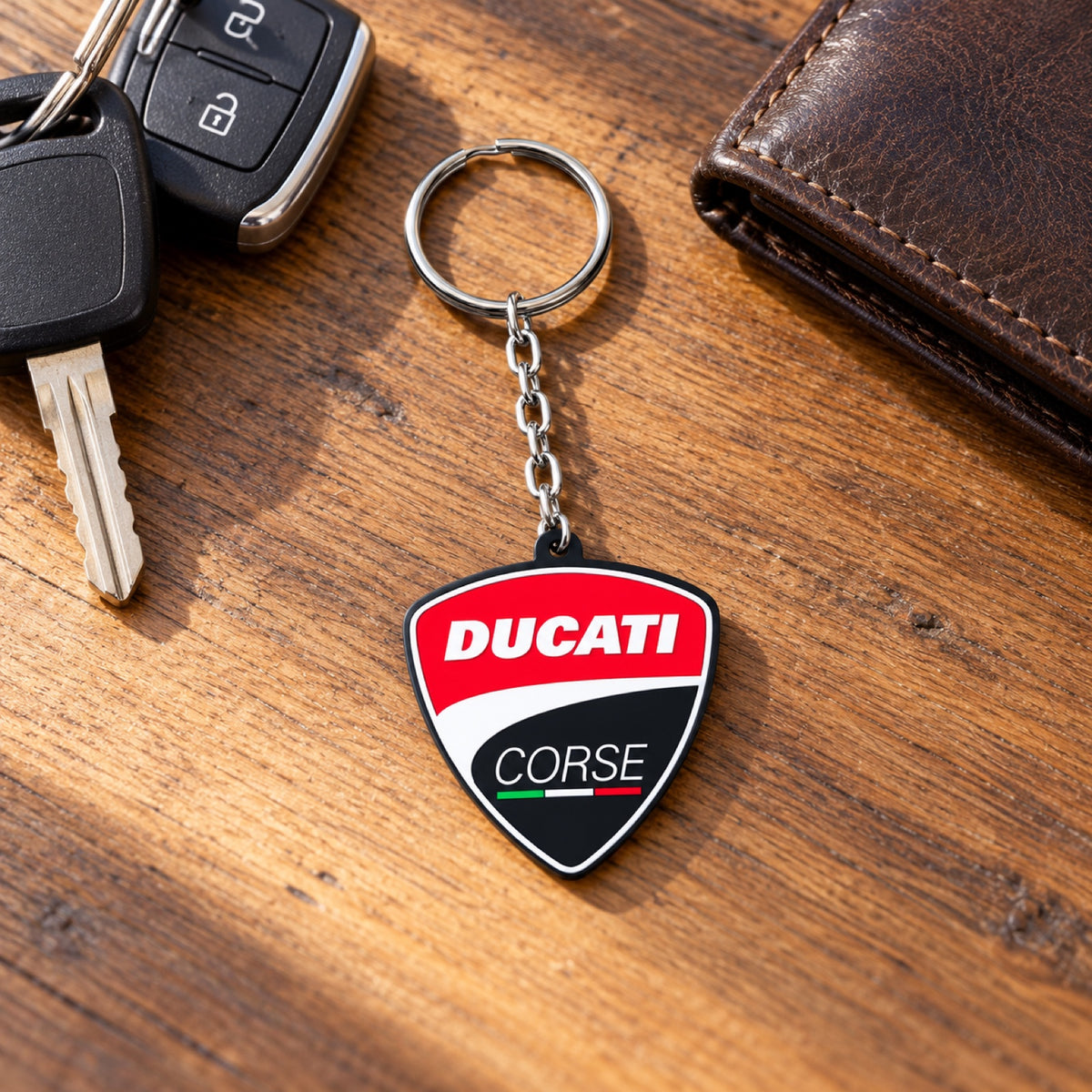 Ducati Corse Logo Keyring – illustrative photo (AI)