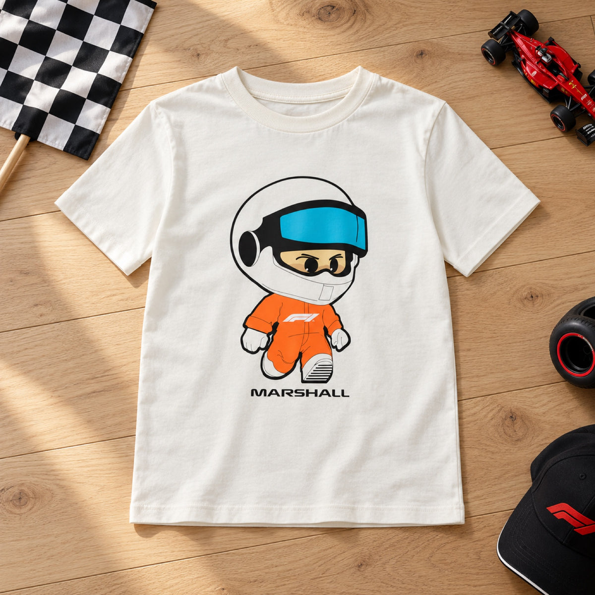 Formula 1 Kinder-Fan-T-Shirt – Streckenposten – 152 cm – Illustrationsfoto (KI)