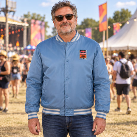 KTM Red Bull Racing DUSK Bomber Jacket – Light Blue – illustrative photo (AI)