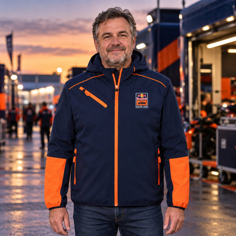 KTM Red Bull Racing GRID Softshell Jacket – Navy Blue – illustrative photo (AI)