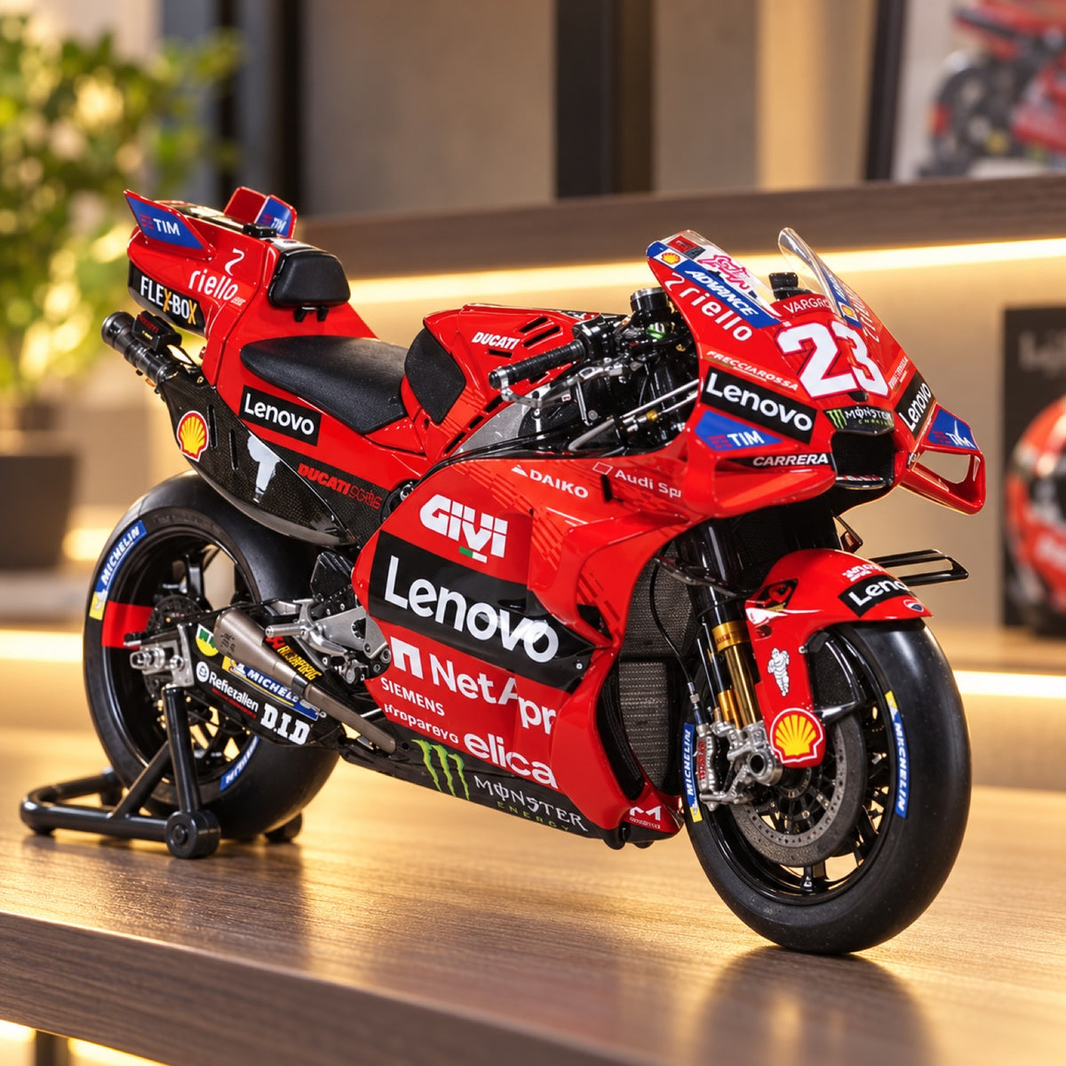 Modell Ducati MotoGP GP24 – Enea Bastianini – Illustrationsfoto (KI)