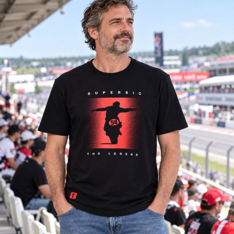 Marco Simoncelli Iconic Fan-T-Shirt – Schwarz – Illustrationsfoto (KI)