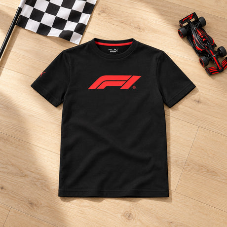 Formula 1 Kinder-T-Shirt – Schwarz – Puma – Illustrationsfoto (KI)
