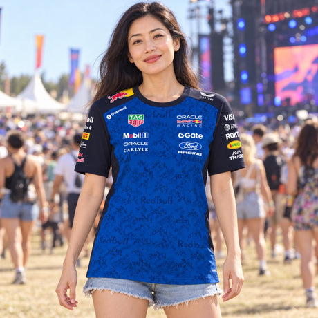 Oracle Red Bull Racing Team T-Shirt with Sponsor Logos – illustrative photo (AI)