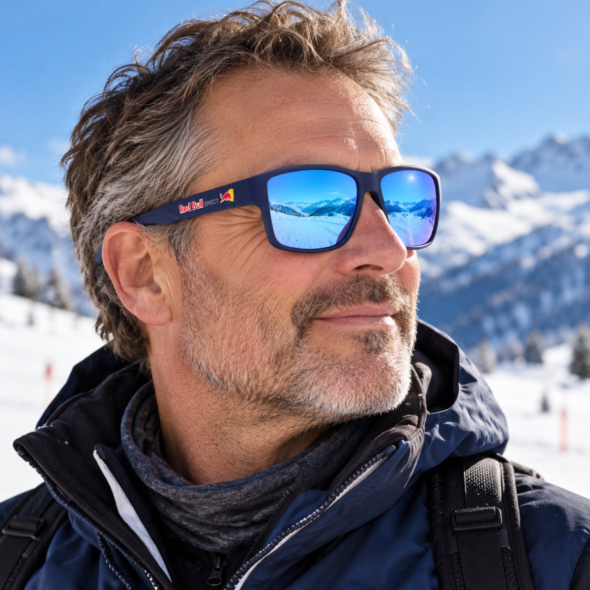 Red Bull Spect Sonnenbrille CHESS – Blau mit blauen Gläsern – Illustrationsfoto (KI)