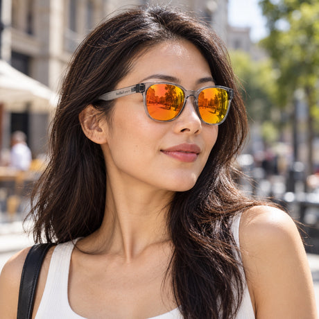 Red Bull Spect COBY Sonnenbrille – Grau, orangefarbene Gläser – Illustrationsfoto (KI)
