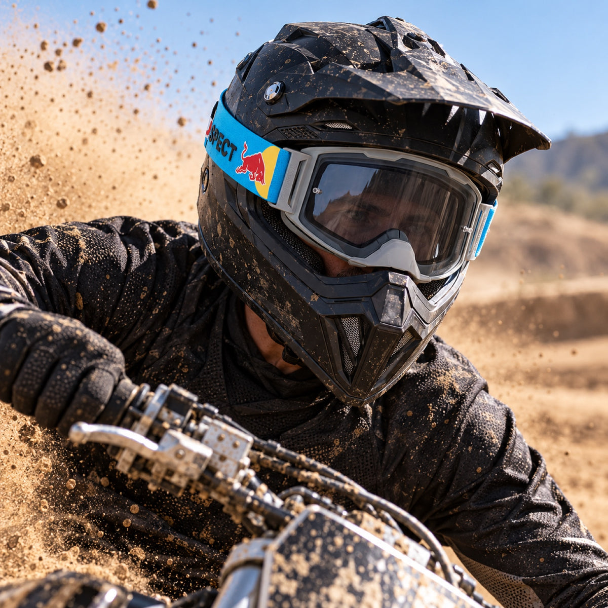 Red Bull Spect STRIVE Motocross-Brille – Grau mit Smoke-Glas – Illustrationsfoto (KI)