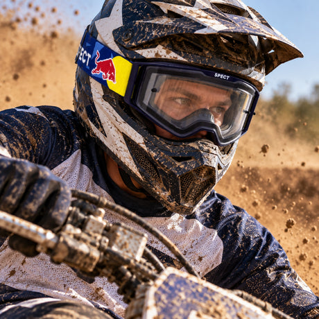 Red Bull Spect TORP Motocross-Brille – Blau mit klarem Glas – Illustrationsfoto (KI)