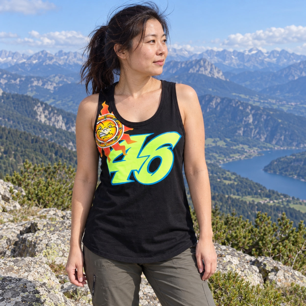 VR46 Valentino Rossi Heritage Women's Tank Top – Black – ilustrační foto (AI)
