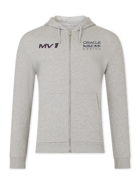 Max Verstappen sweatshirt - Red Bull Racing F1 HELMET, grey, zip-up