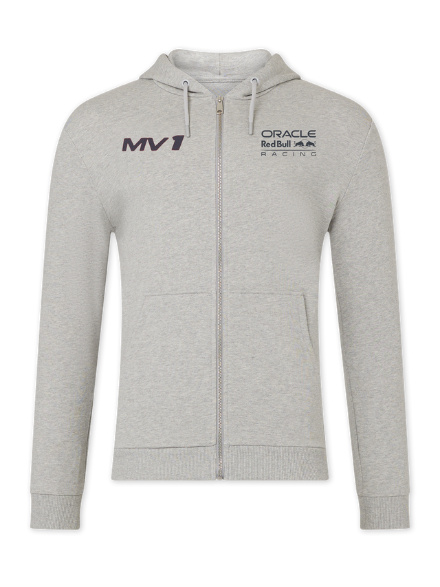 Max Verstappen sweatshirt - Red Bull Racing F1 HELMET, grey, zip-up