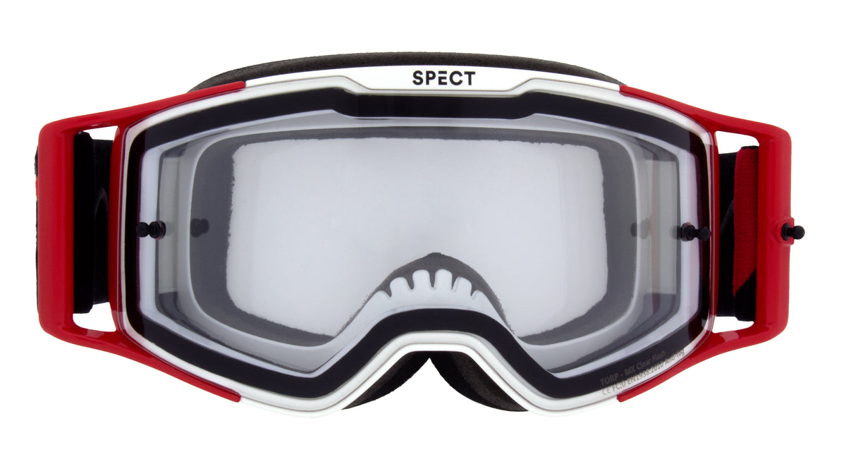 Red Bull Spect Motocrossbrille TORP weiß-rot mit klarem Glas