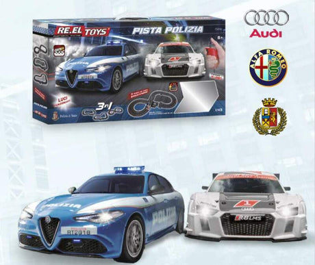 Autorennbahn PISTA Alfa Romeo Polizia - Audi 1:43