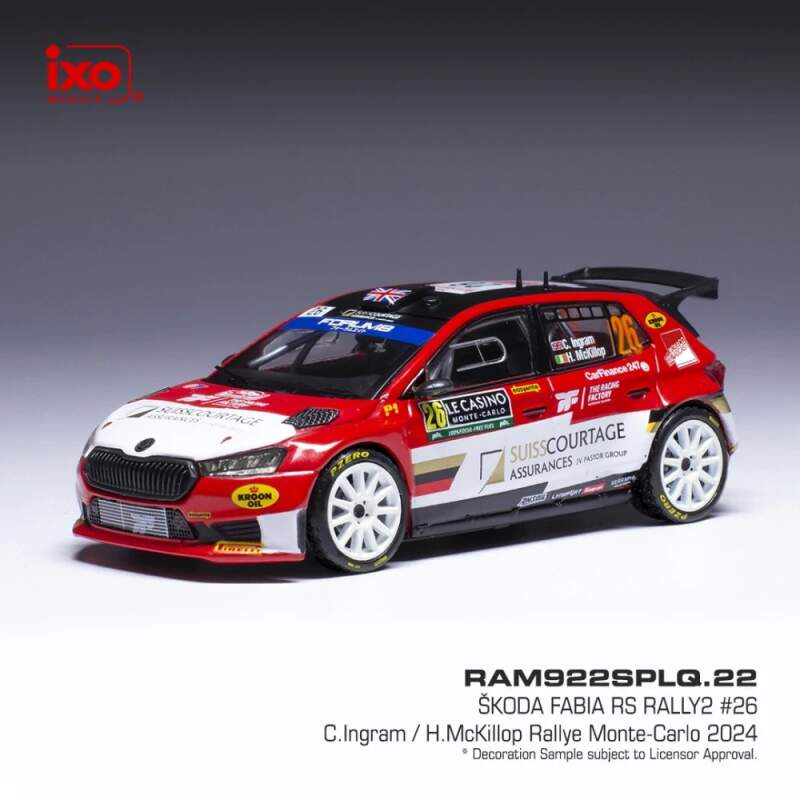 Modell IXO Škoda Fabia Rally2 2024 N.26 C. Ingram – Rallye Monte Carlo