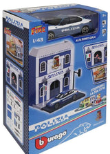 Alfa Romeo Giulia Polizia 1:43 model + police station building set