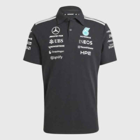 Adidas Mercedes AMG Petronas F1 Poloshirt schwarz mit Sponsorenlogos - Team Edition