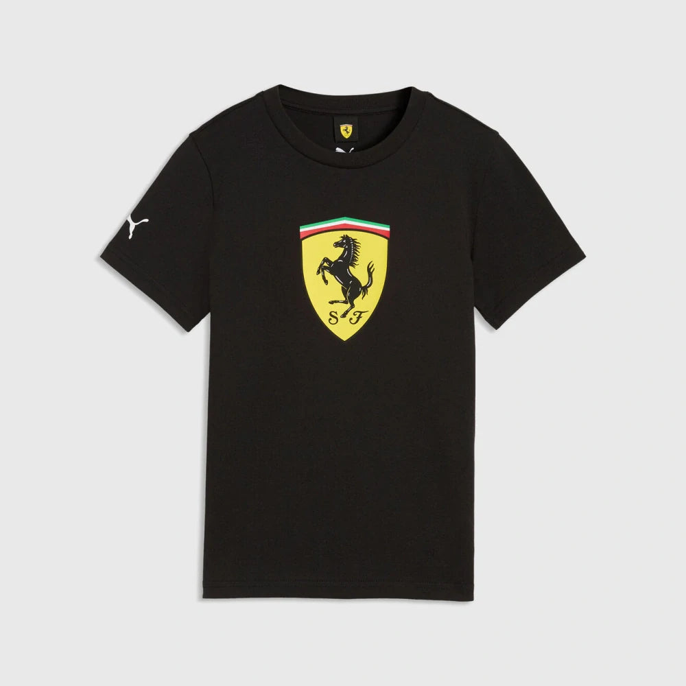 Scuderia Ferrari F1 x Puma Kinder-T-Shirt mit großem Wappen – Schwarz