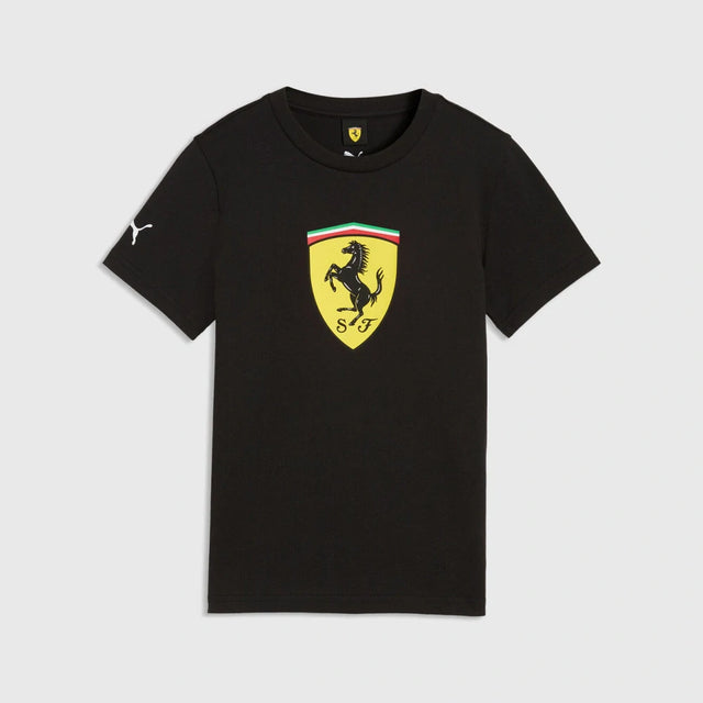 Scuderia Ferrari F1 x Puma Kinder-T-Shirt mit großem Wappen – Schwarz